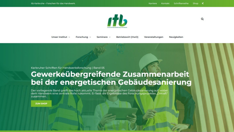 Screenshot der neuern Homepage des itb