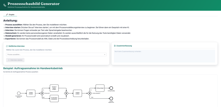 Benutzeroberfläche des Prototypen