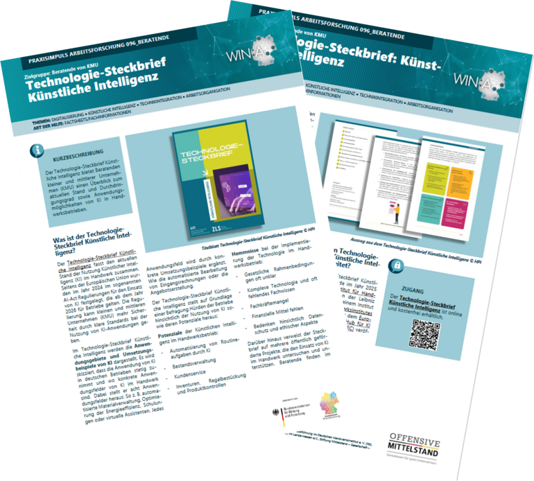 Beispiel Praxisimpulse Arbeitsforschung: der Technologie-Steckbrief Künstliche Intelligenz des HPI