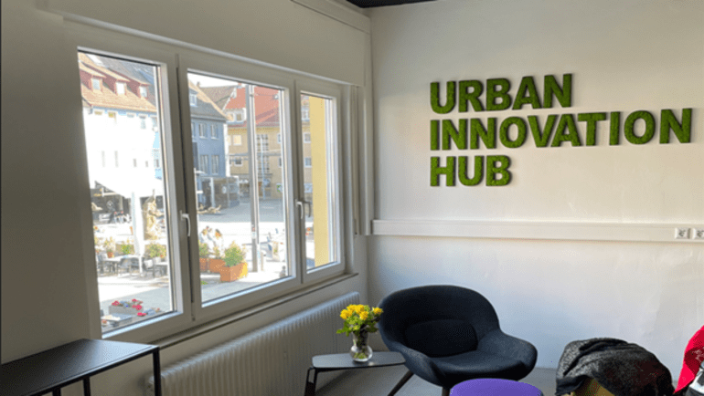 Innenansicht des Urban Innovation Hubs