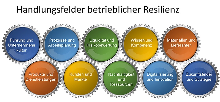 Darstellung der Handlungsfelder betrieblicher Resilienz im Check