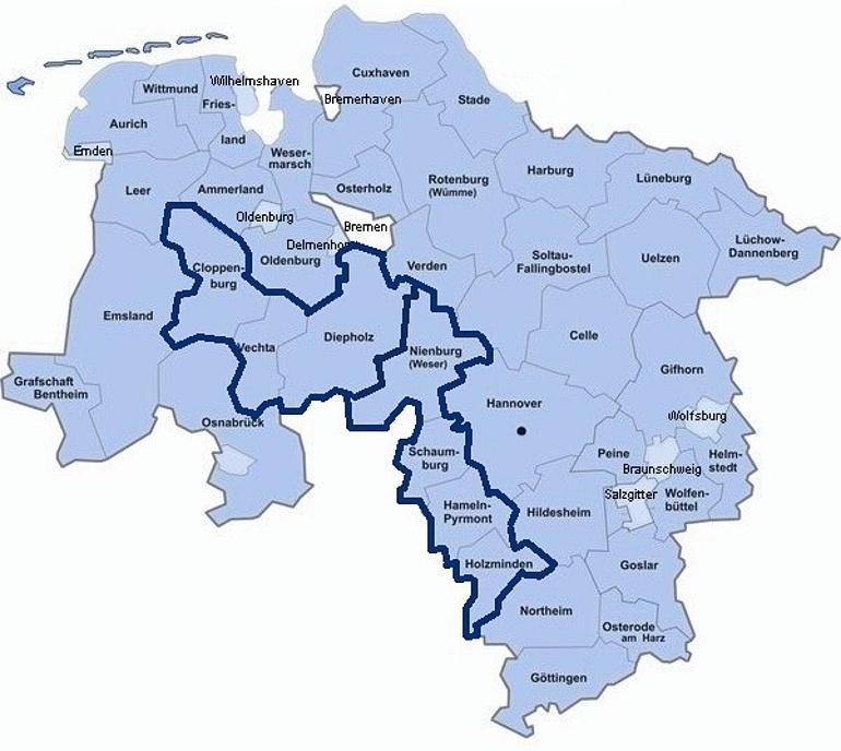 Grafik der beteiligten Landkreise im Projekt "MehrWert"